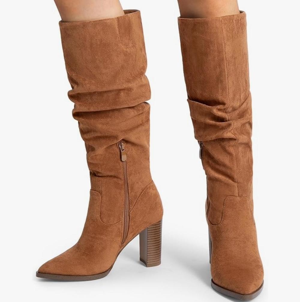 Dream Pairs Tall Slouchy Pointy Toe Knee Boots - Camel - NEW In Box